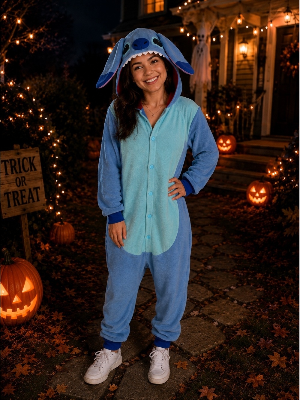 Hututu Blue Stitch Character Onesie Pajama Costume Size Small